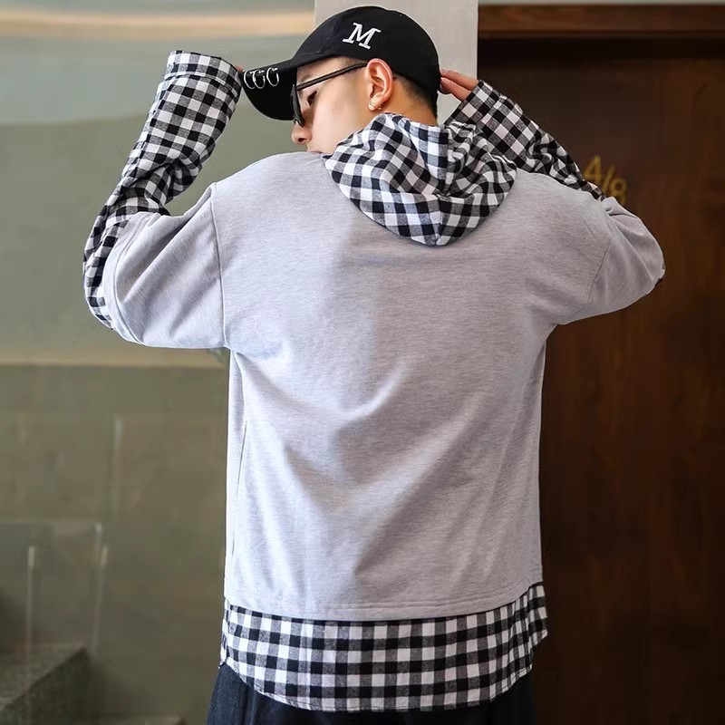 709-2-W32-P3023秋款港风单人连帽假两件卫衣宽松百搭休闲外套,男装卫衣,星座709-2