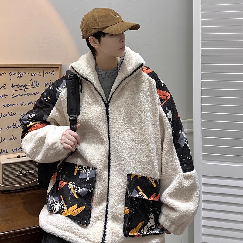 709-MY1005-P12523冬款单人羊羔毛拼丁芯绒口袋立领加厚棉衣男,男装棉衣,星座709-2