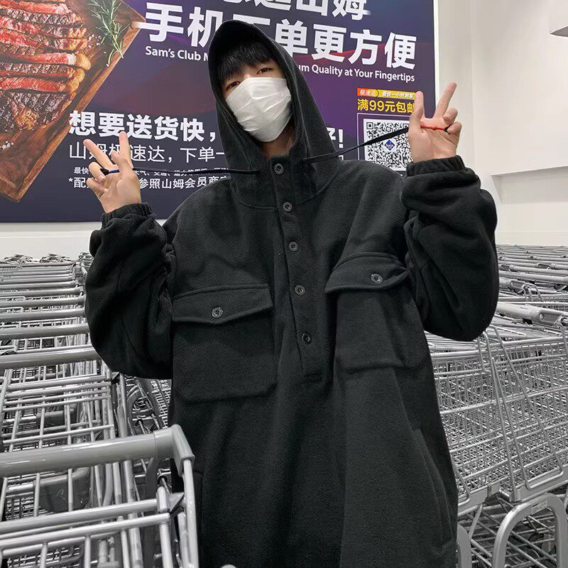 709-2-W605-P75春单人摇粒绒工装口袋连帽套头卫衣外套流行,男装卫衣,星座709-2