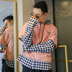 709-2-W32-P30 23秋款 港风单人连帽假两件卫衣宽松百搭休闲外套图片