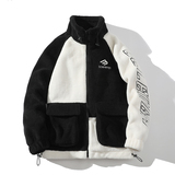 709-2-MY1503-P13523新款白底休闲立领羊羔绒棉衣拼色工装外套，男装棉衣，星座709-2