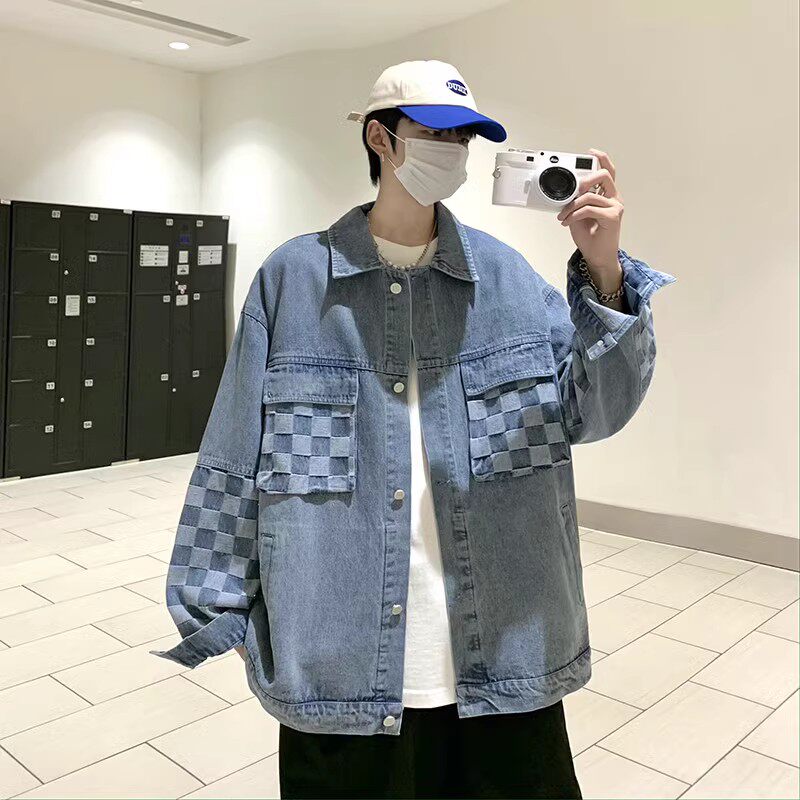 709-2-JK821-P100春单人休闲牛仔棋盘格棉潮流百搭外套夹克,男装夹克,星座709-2