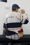 709-2-MY21-P75春单人拼色英文圆领套头休闲针织毛衣男，男装针织衫/毛衣，星座709-2