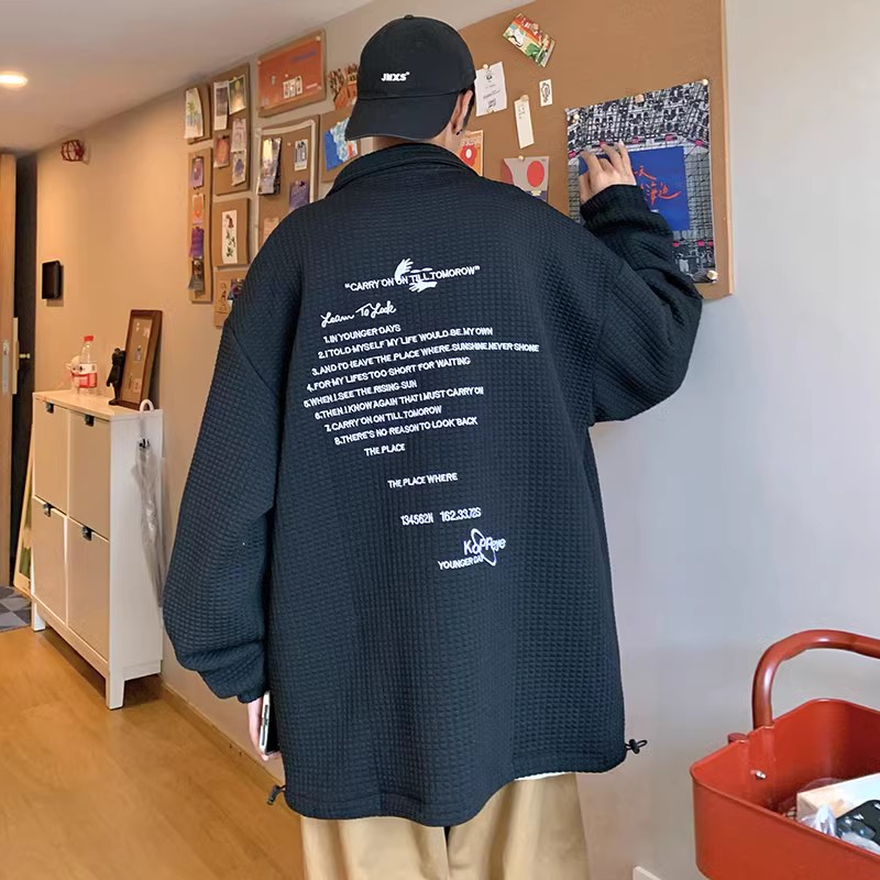 709-2-W608-P80春单人华夫格开衫前后刺绣多色大码卫衣男,男装卫衣,星座709-2