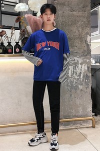 709-2-T01-P15 春单人 长袖圆领假两件修身学生男女班服打底衫图片