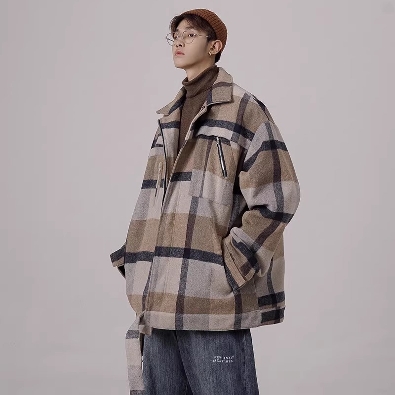 709-MY13-P1202024冬情侣加厚毛呢外套韩版潮流百搭格子棉衣,男装棉衣,星座709-2
