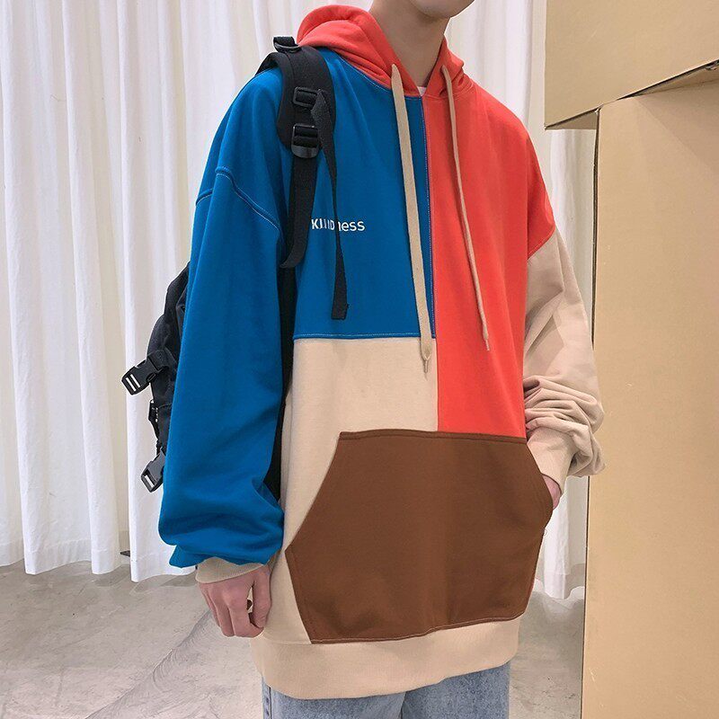 709-2-W300-P7523秋款单人全棉拼色贴布连帽上衣休闲百搭卫衣男,男装卫衣,星座709-2