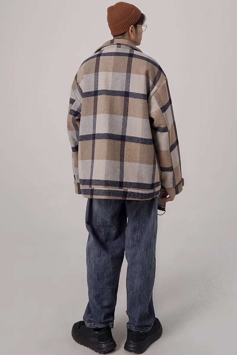 709-MY13-P1202024冬情侣加厚毛呢外套韩版潮流百搭格子棉衣,男装棉衣,星座709-2