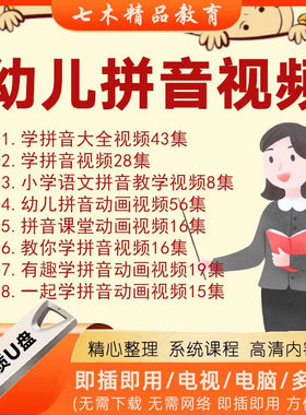 拼音教学视频U盘幼儿动画幼小衔接拼音课程儿童学汉语拼音教程