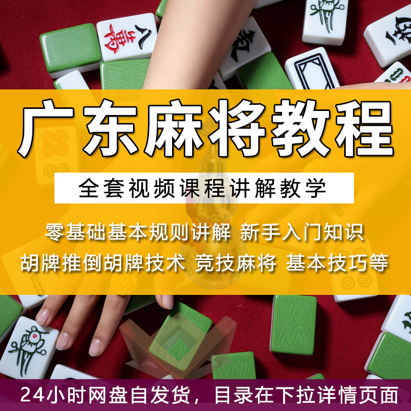 广东麻将教程视频新手入门基础教学自摸推倒胡听技术实用赢牌技巧