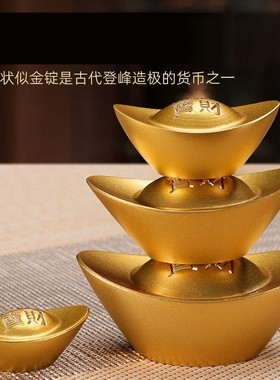 2025黄铜实心沙金元宝纯铜摆件道具财神客厅聚宝盆装饰品开业乔迁