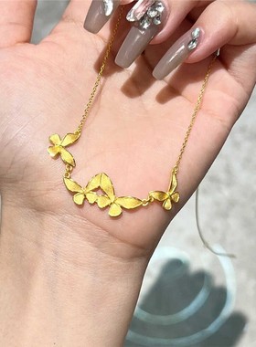 2025玖凤祥越南沙金蝴蝶项链女时尚气质百搭在逃公主蝴蝶套链轻奢