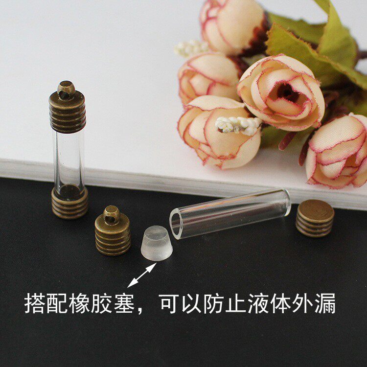 2025玻璃罩DIY手工饰品配件玻璃罩吊坠米雕瓶米上刻字6/8MM直管配