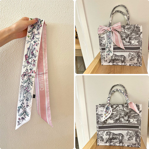 D家城市巴黎街道印花丝巾缠包包手柄小飘带韩式领巾装饰ins发带