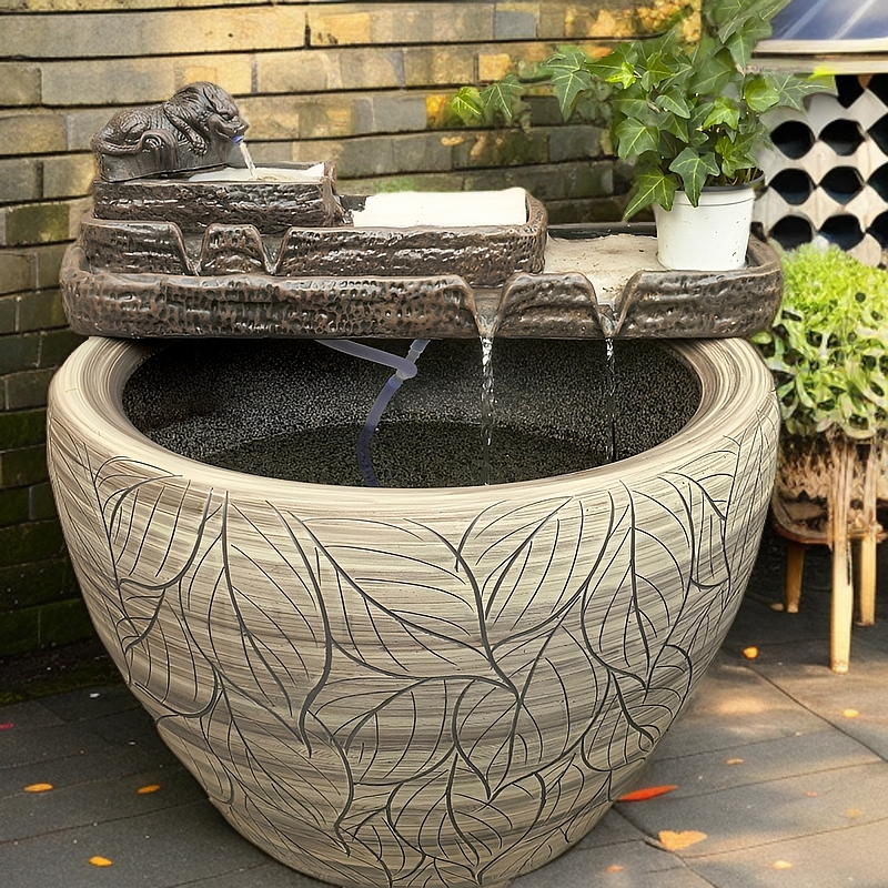 圆形鱼池过滤循环系统装饰户外庭院水缸古法养鱼循环流水摆件造景,宠物/宠物食品及用品,造景/装饰,淘宝优惠券,粉丝福利购,淘宝优惠卷