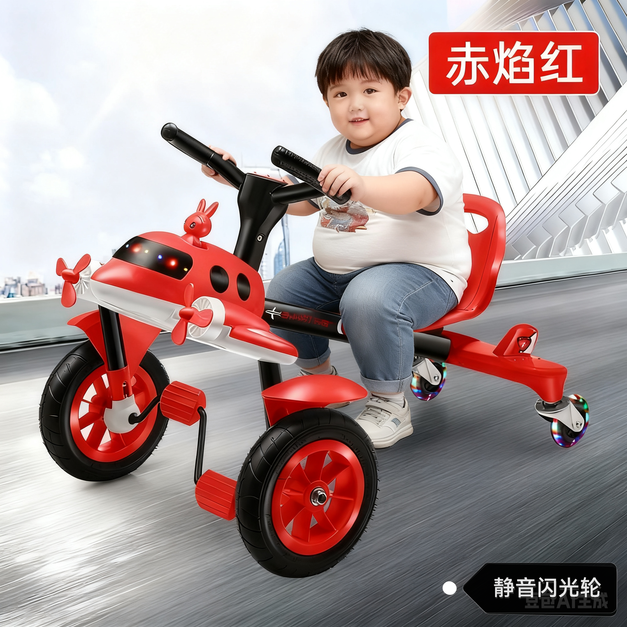 漂移车飞机儿童四轮脚踏车卡丁车男女宝宝玩具车甩尾漂移车