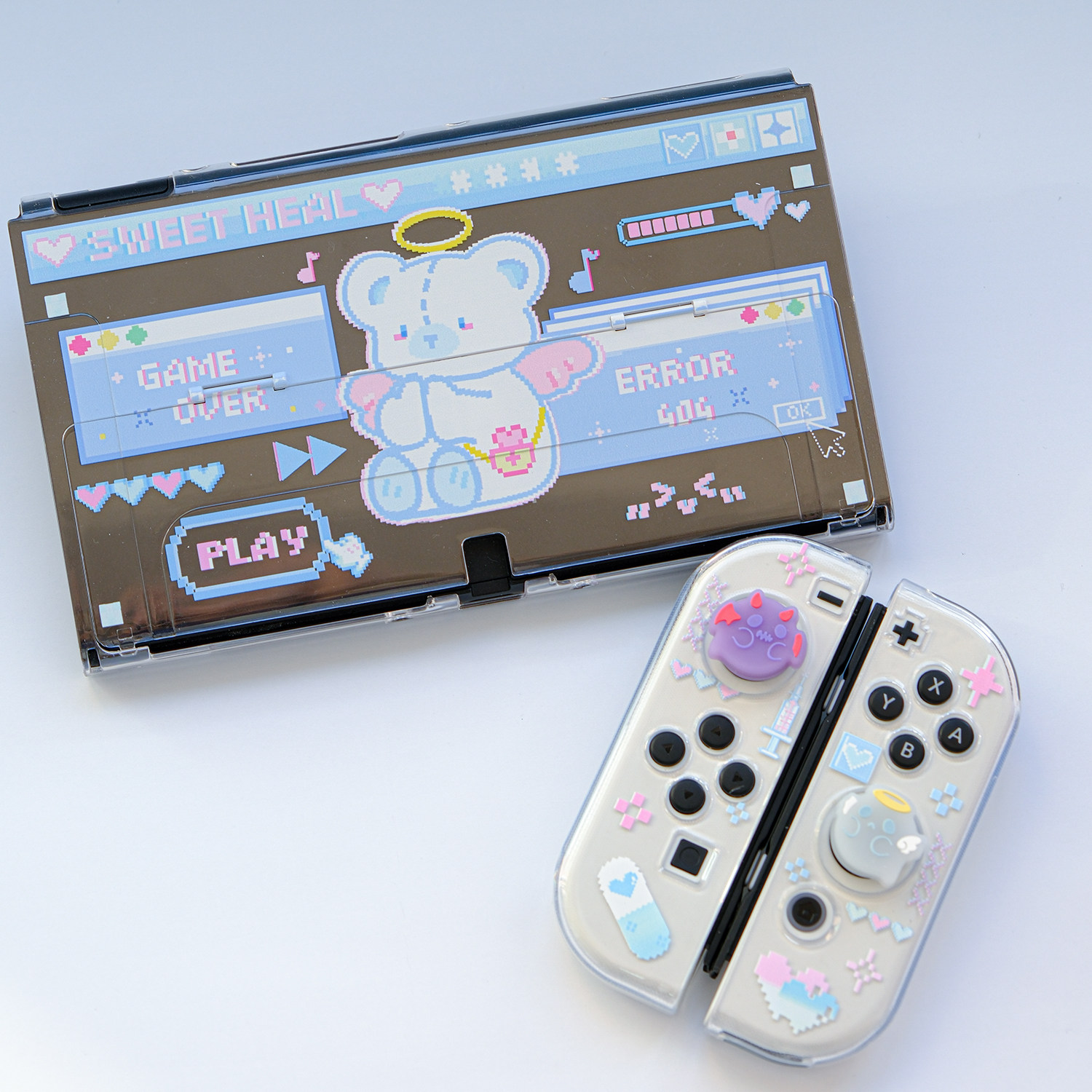 스위치 로커 캡은 매우 귀엽고 빛나는 작은 유령입니다. NINTENDO 액세서리 NS 핸들 키캡 실리콘 소프트 쉘