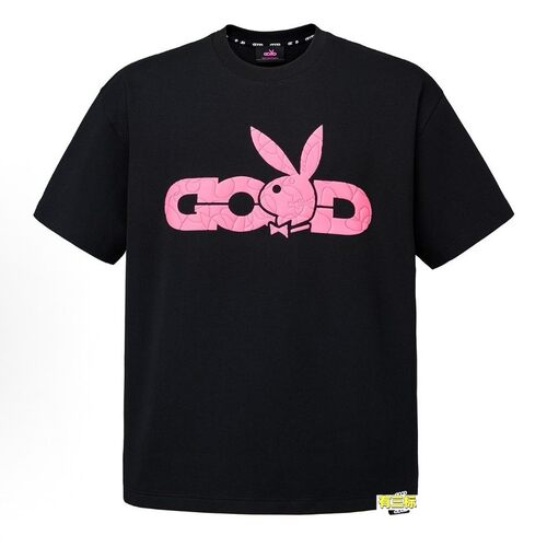 GO-2026S/S 轻奢高级感经典款黑粉凹凸印花logo短袖T恤男女同款