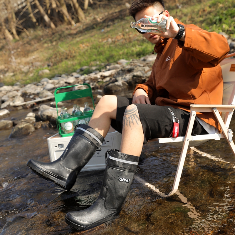 男款高筒雨鞋防滑保暖钓鱼雨靴