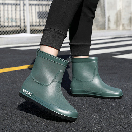 男士户外防水耐磨平底雨鞋四季