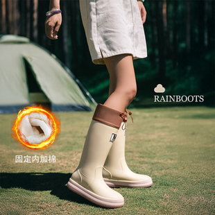 亲子雨鞋女款时尚防水鞋儿童户外骑行雨靴冬季加绒保暖防滑胶靴男