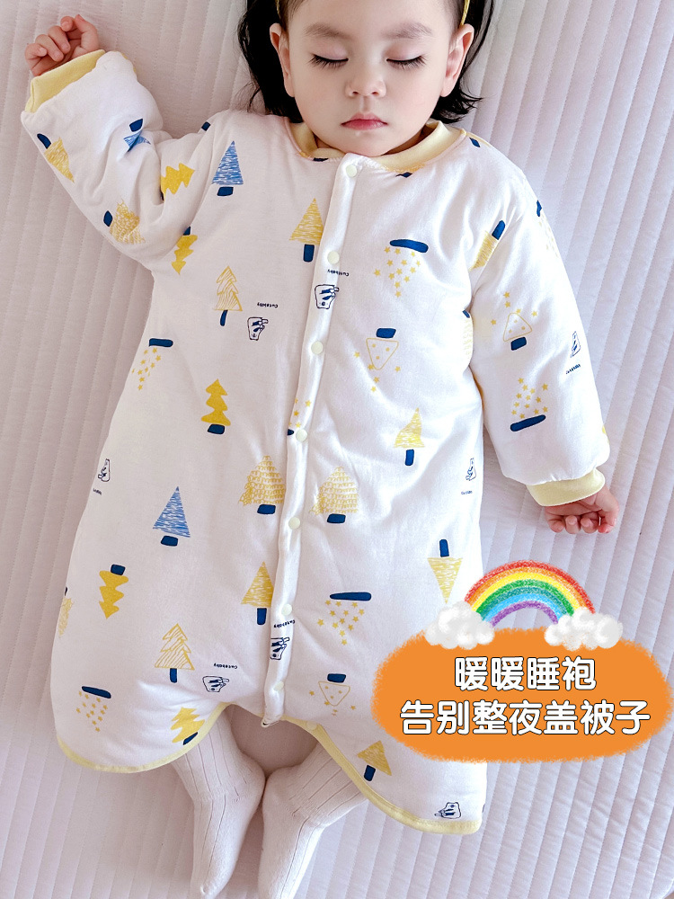 奥莱清仓新款 WUAWUA睡衣冬季超厚睡袍长袖家居服冬款睡袋厚亲子