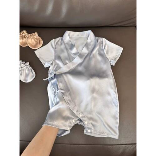 奥莱清仓新款夏季儿婴连体衣薄款宝宝夏装爬爬服洋气婴幼儿冰丝短