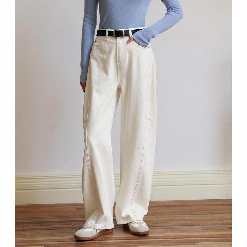 MUNS白色新款阔腿牛仔蕉裤女25春季质高腰显瘦气直MZP筒镰刀N裤香