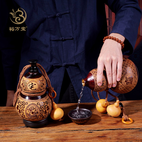 仿古老式雕刻酒葫芦摆件