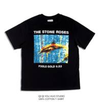 Direct spray The stone roses rocking stone Rose print T-shirt, short sleeve, pure cotton loose, heavy washed and aged thumbnail 7
