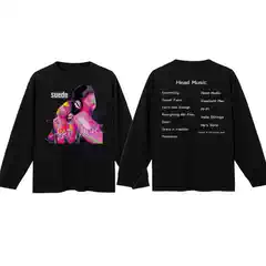 Digital Direct-Print Rock Goat Leather Suede Band Print Pure Cotton Loose Long-Sleeve T-Shirt for Men and Women Heavyweight Hip-Hop
