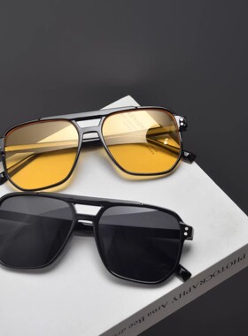 欧美复古大框方形太阳眼镜男女潮个性米钉双梁蛤蟆镜骑行开车墨镜