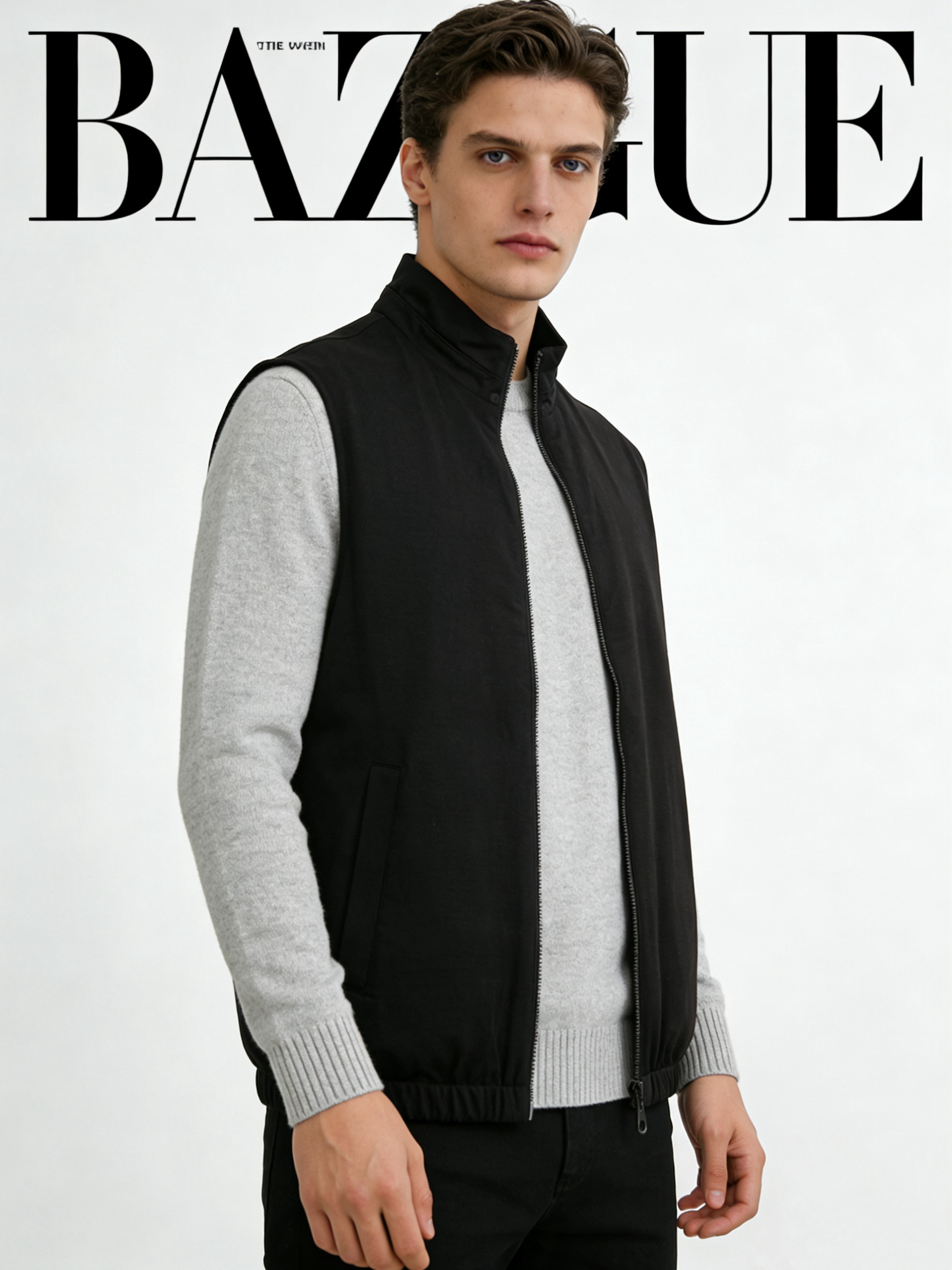 【17400 LP版】保暖白鹅绒填充 老钱男士双面穿羊毛立领羽绒马甲