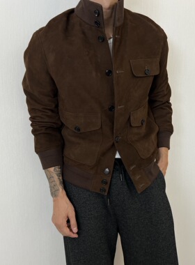 LP秋冬2025新款高领小牛皮夹克外套 美拉德色系 休闲百搭New