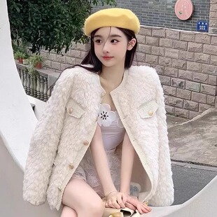 气质小香风外套女款2026冬季新款小个子高级感毛绒绒保暖环保皮草