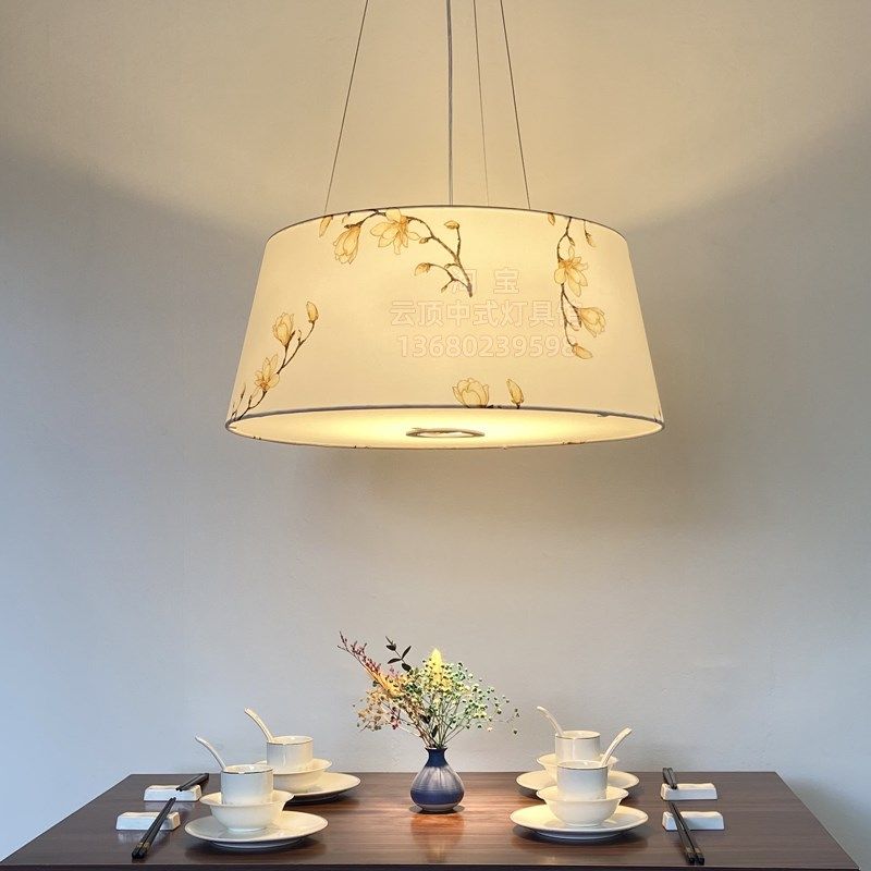 亚麻布艺吊灯新中式餐厅包间餐饮饭店餐桌简易清新文艺灯具带射灯,家装灯饰光源,酒店/宴会厅/餐饮吊灯,淘宝优惠券,粉丝福利购,淘宝优惠卷