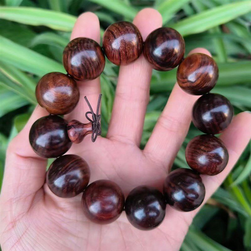 精品老挝大红酸枝木手串 交趾黄檀佛珠手链20mm 老料水波纹