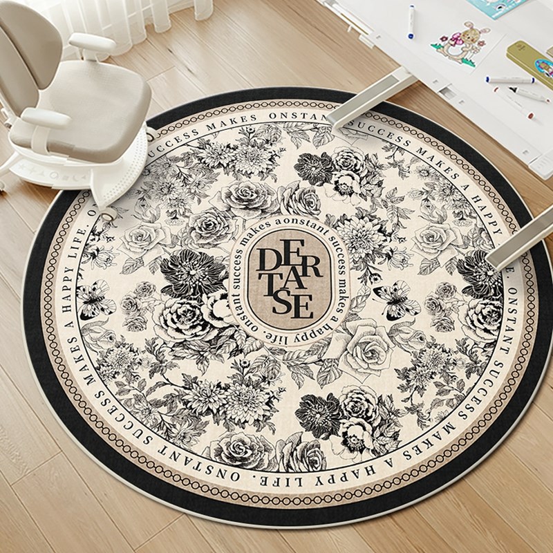 圆形地美式田园北k欧毯客厅卧室书房垫椅子转椅耐脏电竞电脑椅地