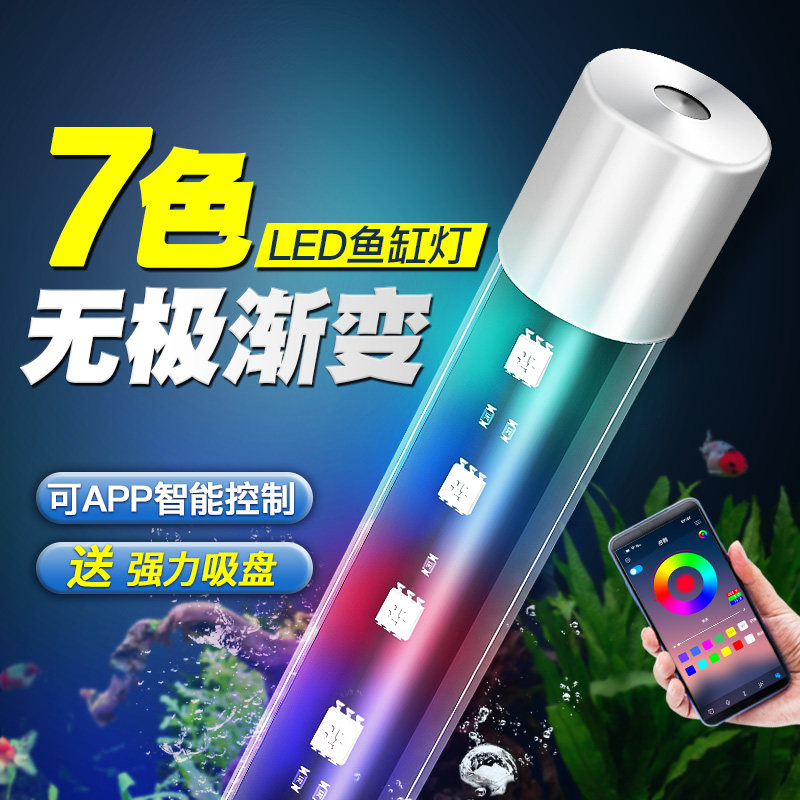 鱼池灯防水LED灯水底水陆两用节能灯 七彩变色增艳鱼缸里的照明灯
