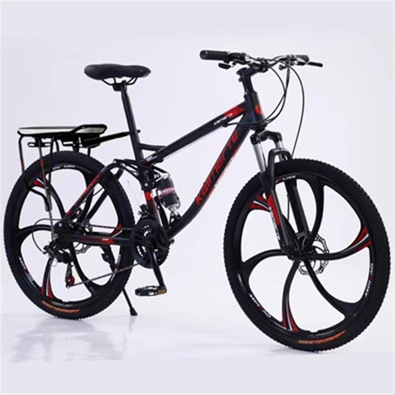 26寸 双碟刹双减震免充气油碟刹一体轮智能防盗山地自行车可载人