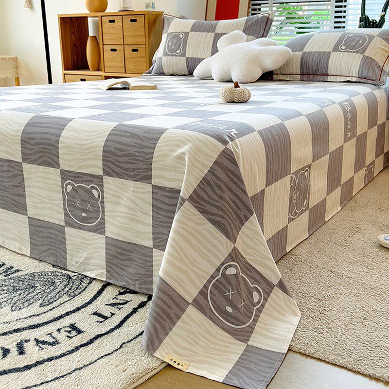 加厚磨毛c纯棉床单单件100全棉冬季单人卡通被单榻榻米枕套2三件