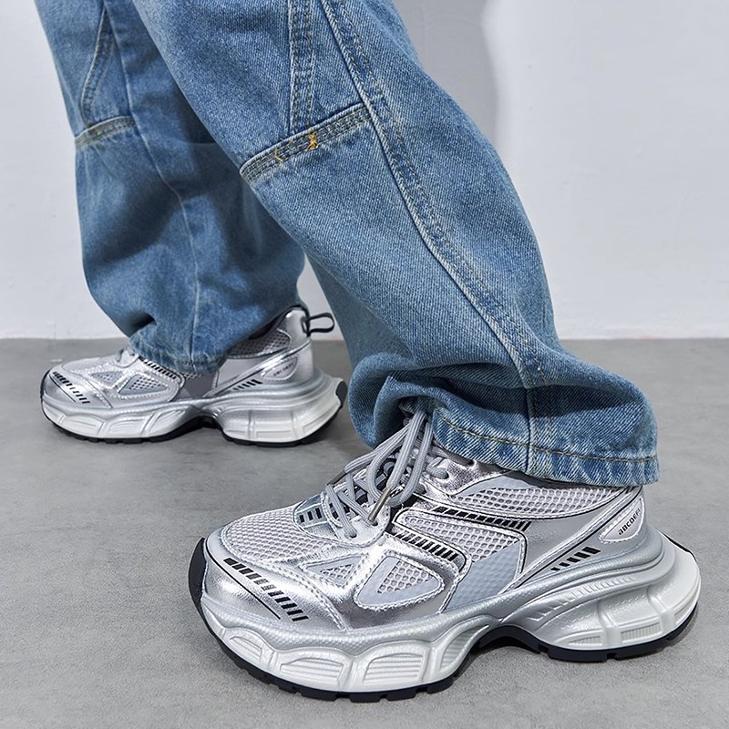 特大码男鞋45春季网面透气老爹鞋46休闲厚底运动鞋47跑步网鞋潮48