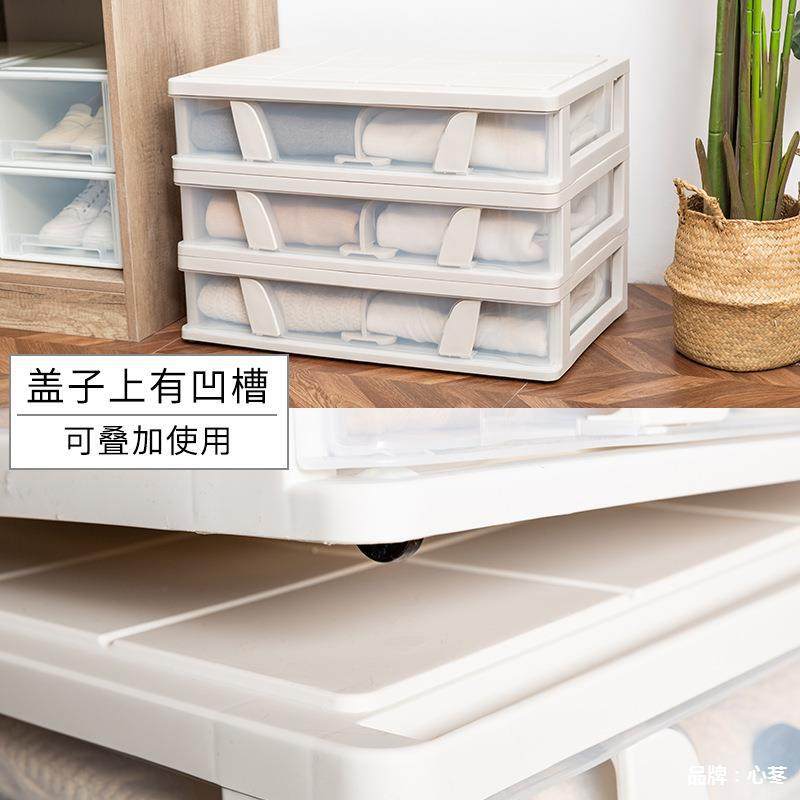 大号扁平床底f收纳箱抽屉式衣服被子整J理箱塑料带滑轮床下收纳箱