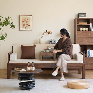 实木罗汉床新中式沙发小户型客厅推拉床简约明式两用沙发床罗汉榻