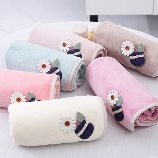 6条超细纤维布艺贴花n包边涤锦毛巾 厂批雏菊套装柔软吸水礼品面