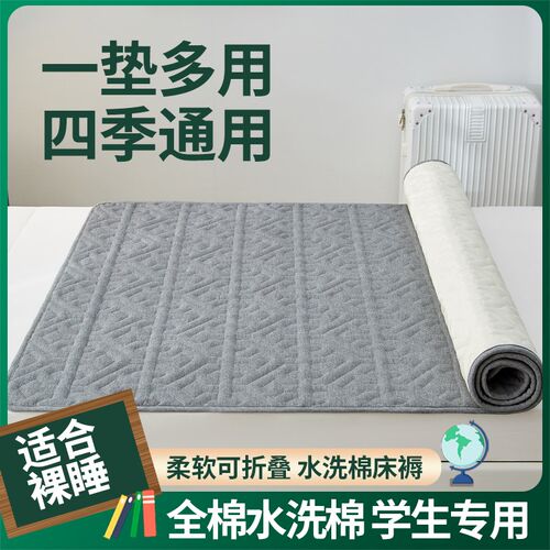 全棉水洗棉夹棉床垫夏季薄款垫子B单人学生宿舍租房榻榻米铺垫床