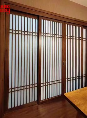 日式推拉门隔断屏风障子门中式移门窗定制茶舍民宿酒店折叠格子门