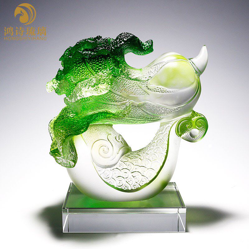 琉璃工艺品白菜如意摆件客厅玄关高档家居装饰品公司店铺开业礼物