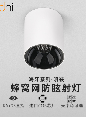 深防眩明装单个小射灯北欧ledz天花灯吸顶式家用免开孔背景墙筒灯
