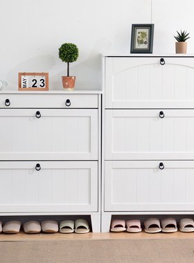 北欧白色超薄1i7CM翻斗实木鞋柜简约现代入户窄小玄关鞋柜家用门